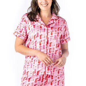 Hello Mello Satin Top - NWT - Pink Boots